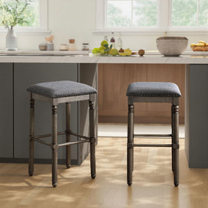 Arnhem Wood Upholstered Bar Stools, Set of 2