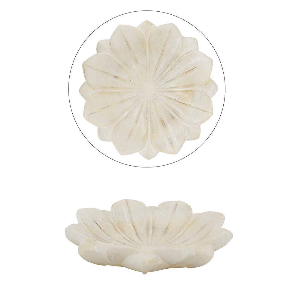 11.8x11.8x2.8" Flower Decorative Bowl, Hand-finished Lotus Bloom