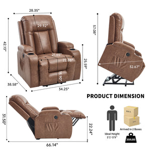 Brown PU Infinite Position Power Lift Recliner Chair