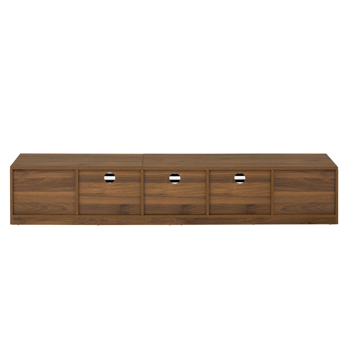 TV Stand For TVs, Entertainment Center With Cable Management And Soft Closing Hinges - Walnut