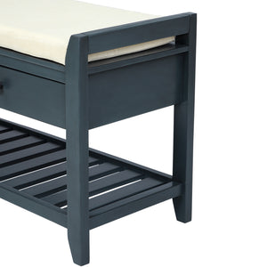 TREXM Shoe Rack with Cushioned Seat and Drawers