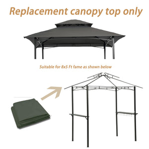 8x5Ft Grill Gazebo Replacement Canopy, Double Tiered BBQ Tent Roof Top Cover