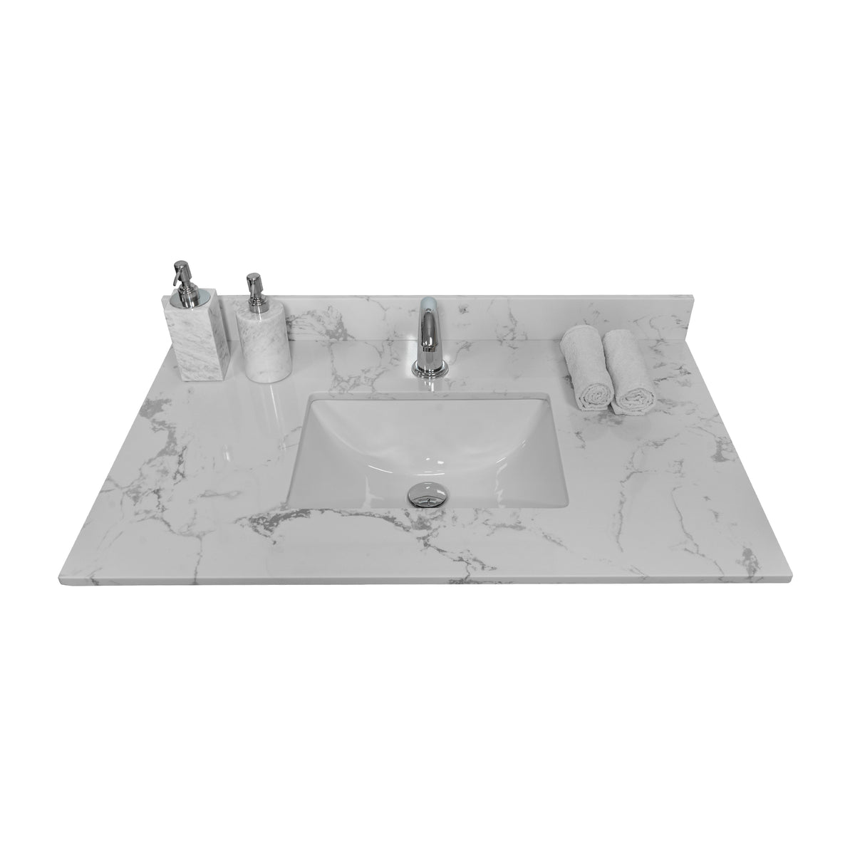 Montary 37-Inch Bathroom Vanity Top in Stone Carrara