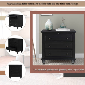 U_STYLE 27.6'' Painted Nightstand with Pull-Out Tray