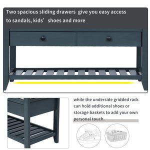 TREXM Shoe Rack with Cushioned Seat and Drawers