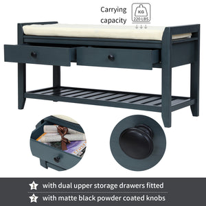 TREXM Shoe Rack with Cushioned Seat and Drawers