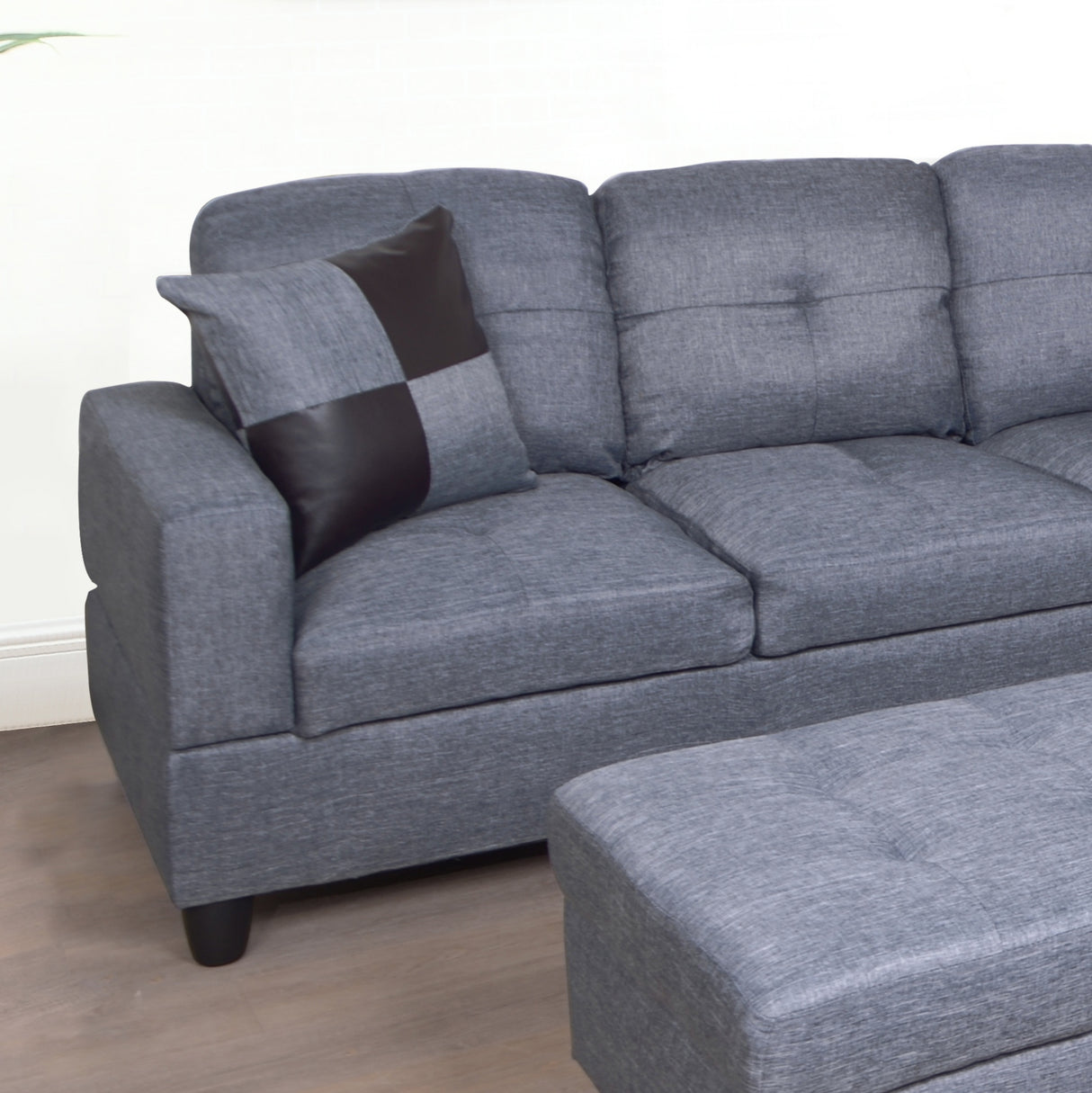 3 PC Sectional Sofa Set, Gray
