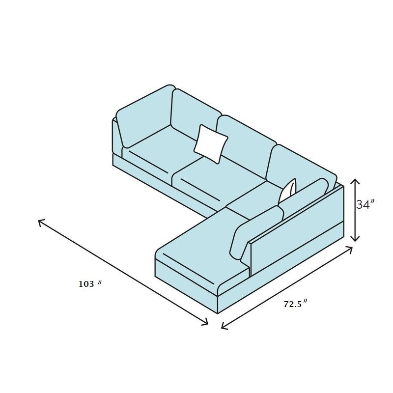 3 PC Sectional Sofa Set, Gray