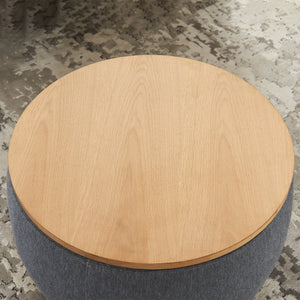 Round Storage Ottoman, 2 in 1 Function, Dark