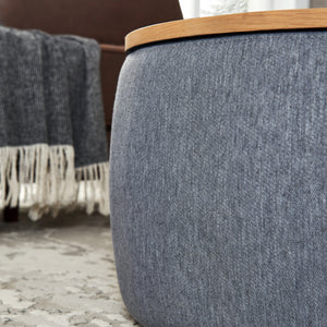 Round Storage Ottoman, 2 in 1 Function, Dark