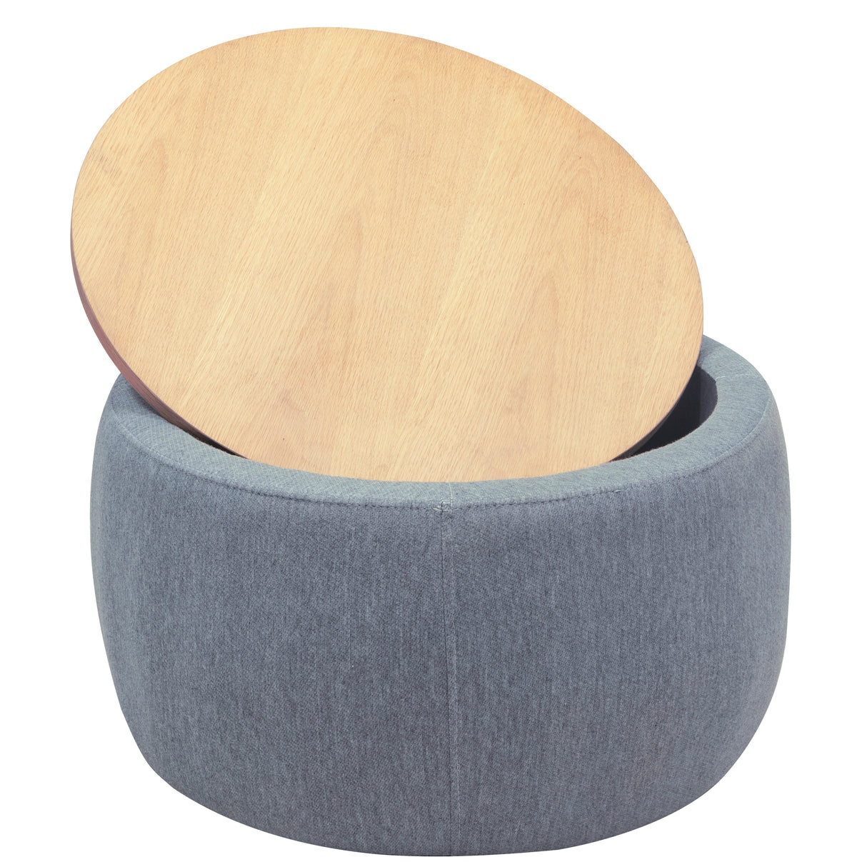 Round Storage Ottoman, 2 in 1 Function, Dark