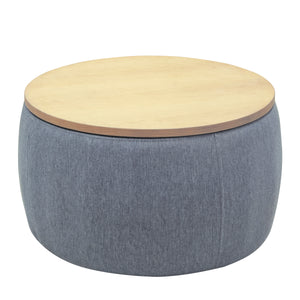 Round Storage Ottoman, 2 in 1 Function, Dark