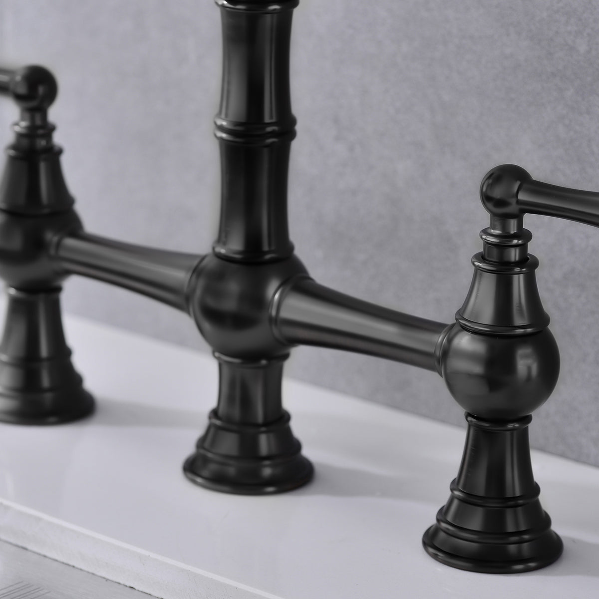 Bridge Dual Handles Kitchen Faucet With Pull-Out Side Spray