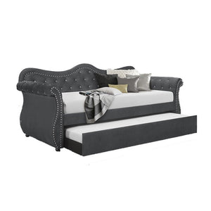 Abby Upholstered Velvet Wood Daybed with Trundle
