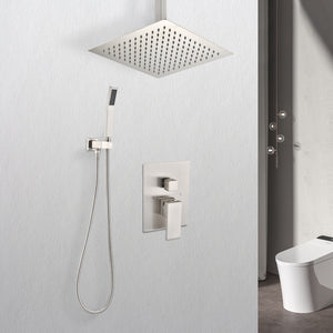 Ceiling Mounted Shower System Combo Set with Handheld and 16" Shower Head