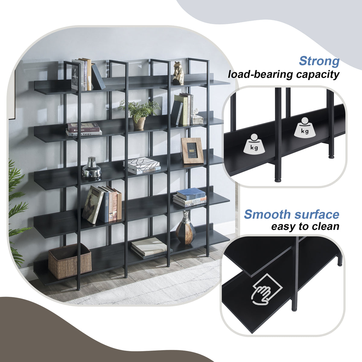 5 Tier Vintage Industrial Style Bookshelf