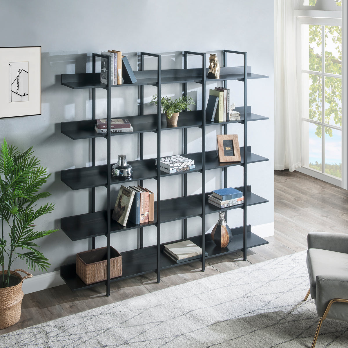 5 Tier Vintage Industrial Style Bookshelf