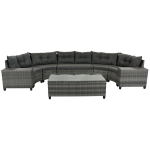 8-Pieces Outdoor Wicker Round Sofa Set