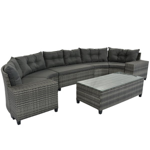 8-Pieces Outdoor Wicker Round Sofa Set