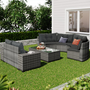 8-Pieces Outdoor Wicker Round Sofa Set