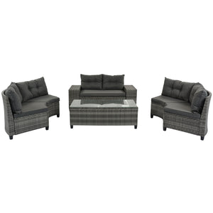 8-Pieces Outdoor Wicker Round Sofa Set