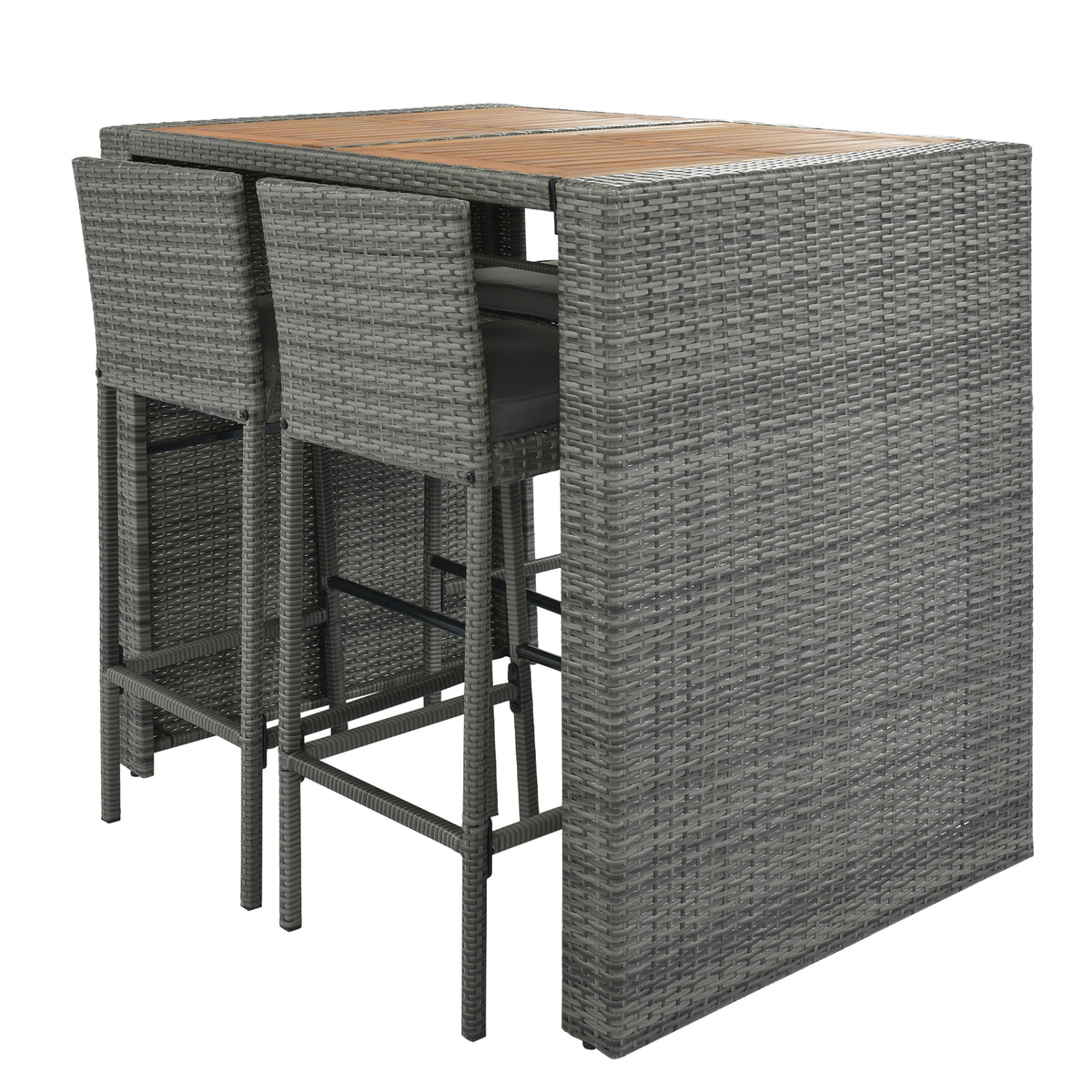 GO 5-Pieces Outdoor Patio Wicker Bar Set