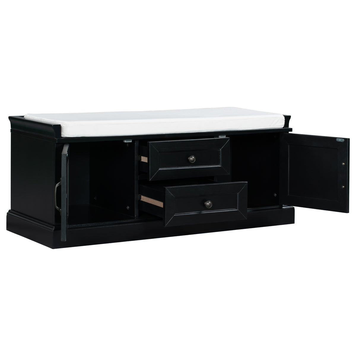 TREXM Storage Bench with 2 Drawers and 2 Cabinets