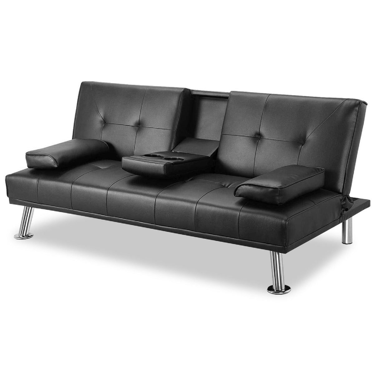 Mega Futon Sofa Bed - Modern Faux Leather Convertible Lounge Sofa