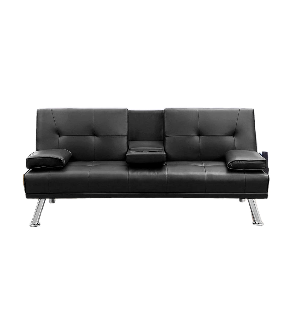 Mega Futon Sofa Bed - Modern Faux Leather Convertible Lounge Sofa