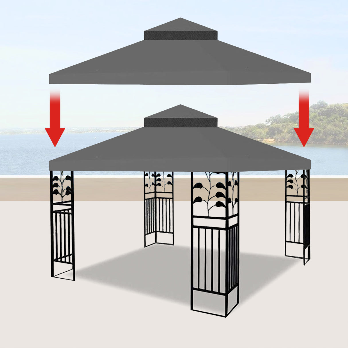 10x10 Ft Outdoor Patio Gazebo Replacement Canopy