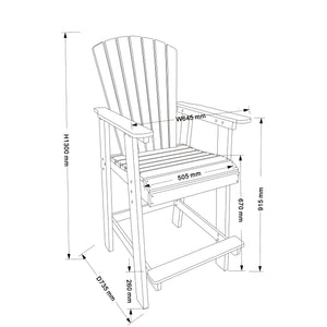 HDPE Bar Chair, Outdoor Tall Adirondack Chairs Set of 2