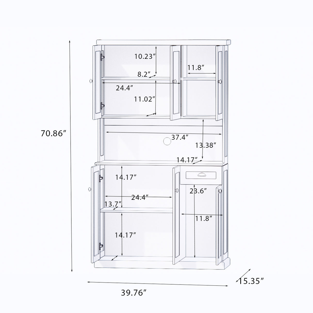 71" Kitchen Pantry Storage Cabinet with Microwave Oven Countertop