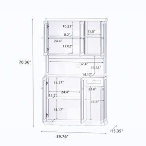 71" Kitchen Pantry Storage Cabinet with Microwave Oven Countertop