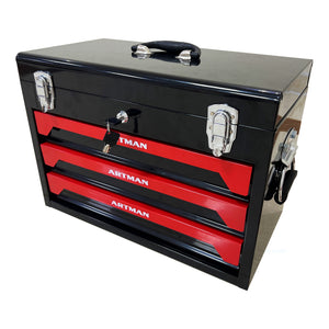 20'' Portable 3-Drawer Steel Toolbox with Tool Set