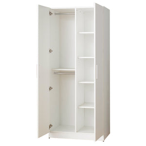 Viviane Contemporary Wood Closet with Hanging Bars and Five Shelves