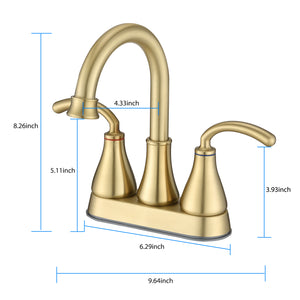 2-Handle Bathroom Sink Faucet with Pop-up Drain Brushed Golden