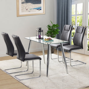 Modern Dining Chairs with Faux Leather Padded Seat - Set of 8