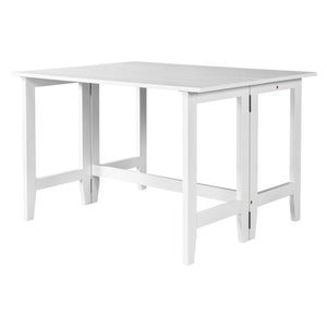 Topmax Farmhouse Wood Extendable Dining Table with Drop Leaf - White