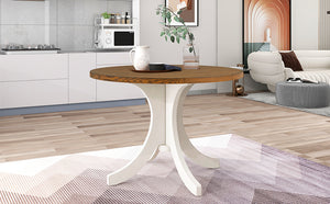 TOPMAX Mid-Century Solid Wood Round Dining Table for Small Places