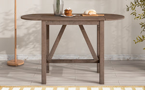 TOPMAX 3-Piece Wood Counter Height Drop Leaf Dining Table Set with 2 Upholstered Chairs