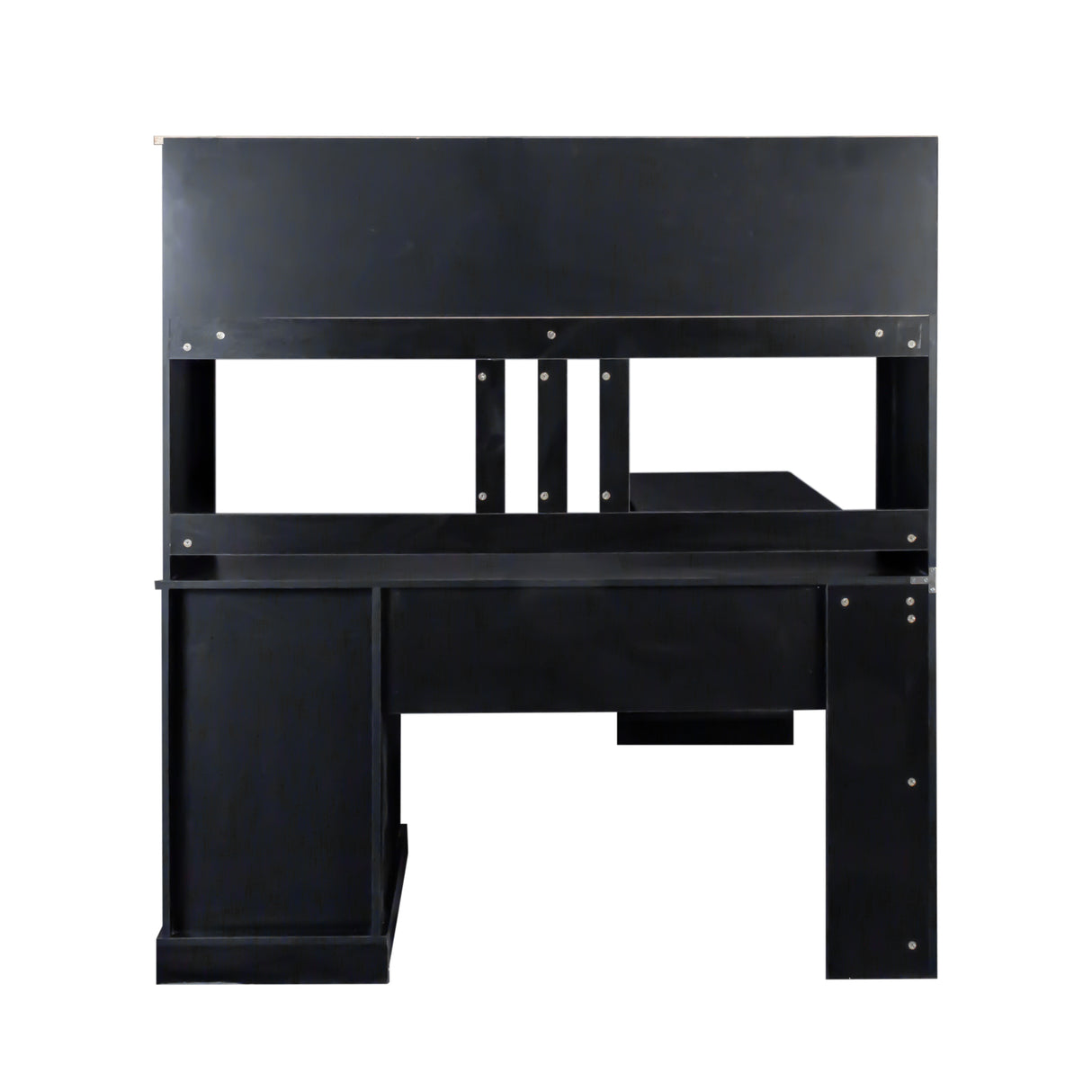 Home Office Computer Desk with Hutch, Antiqued Black