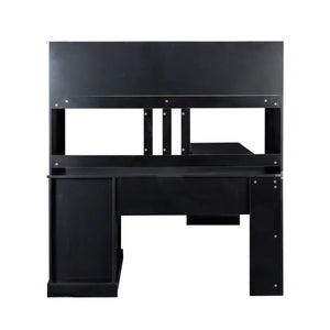 Home Office Computer Desk with Hutch, Antiqued Black