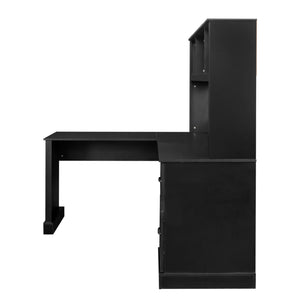 Home Office Computer Desk with Hutch, Antiqued Black
