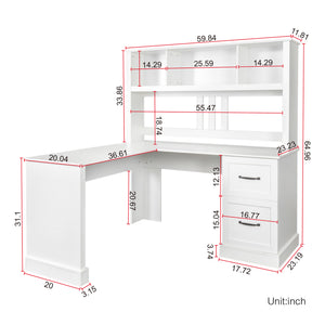 Home Office Computer Desk with Hutch, Antiqued