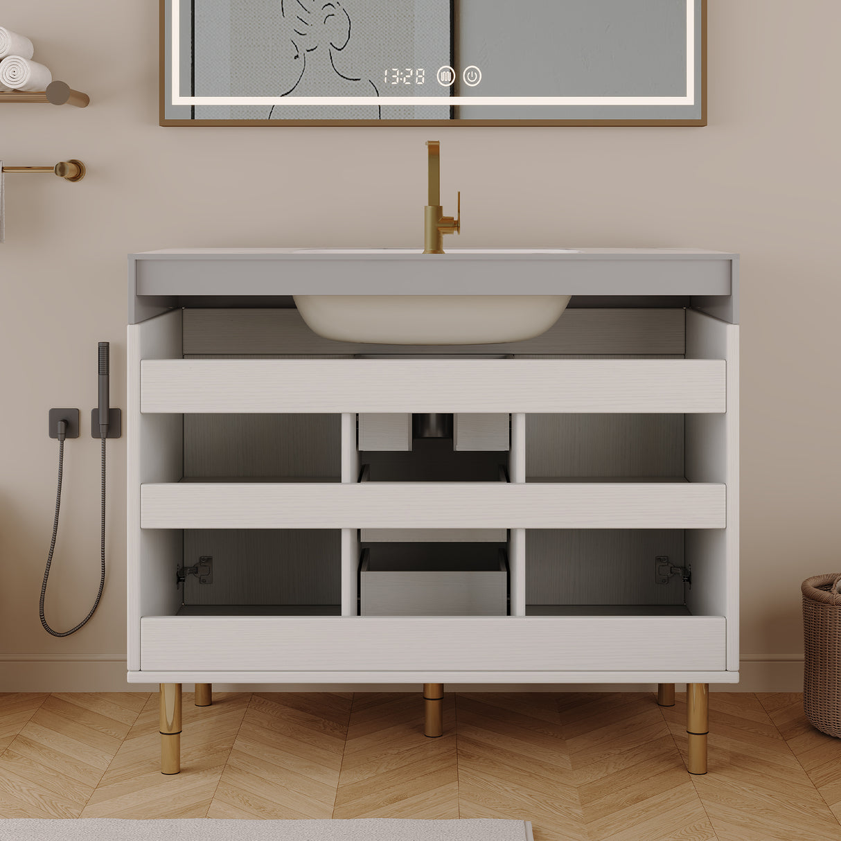 36 in Modern Free-standing Bathroom Vanity with Ceramic Sink & Ample Storage
