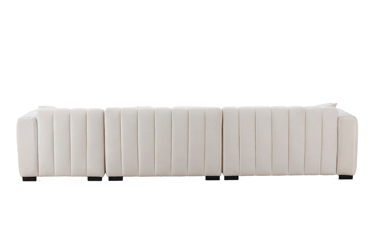 L-Shape Sectional Sofa with Deep Tufted Velvet Upholstered Right Chaise Modular Sofa
