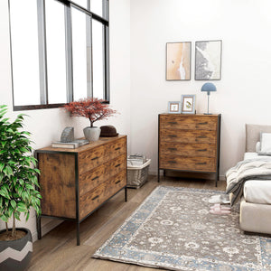 Industrial Style 6 Drawer Double Dresser