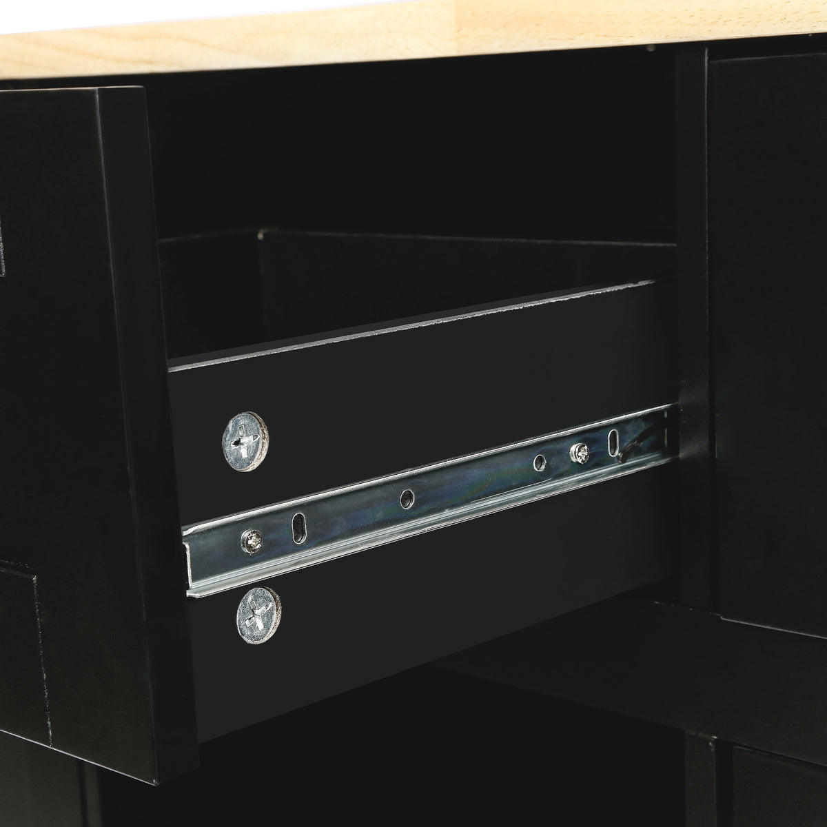 Rubber Wood Drop-Leaf Kitchen Cart with Storage
