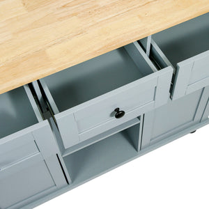 Kitchen Cart with Rubberwood Drop-Leaf Countertop
