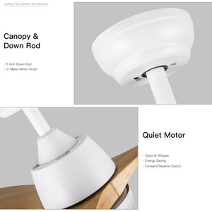 YUHAO 52-Inch Integrated LED Ceiling Fan with Remote Control